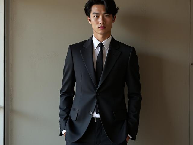 モデルがスタイリッシュな既製服を着ている